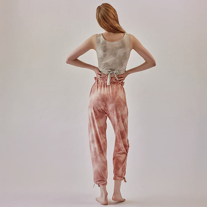 Olivenorma Pantaloni da yoga con stampa a inchiostro e nodo dritto da donna - image 3