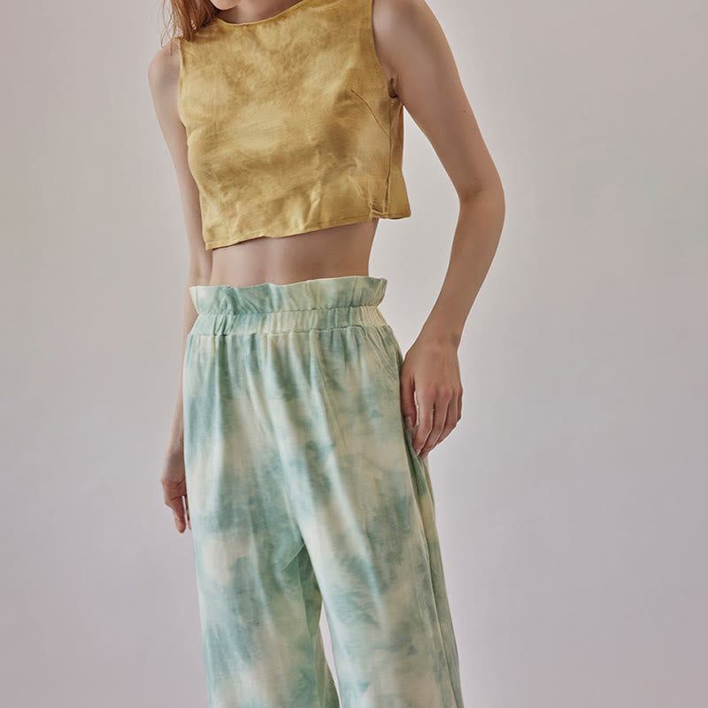 Olivenorma Pantaloni da yoga con stampa a inchiostro e nodo dritto da donna - image 13