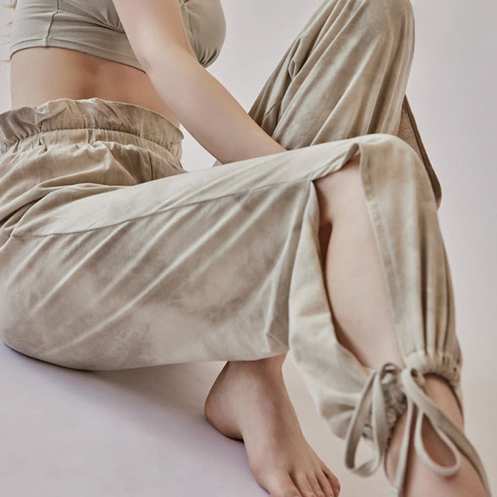 Olivenorma Pantaloni da yoga con stampa a inchiostro e nodo dritto da donna - image 8