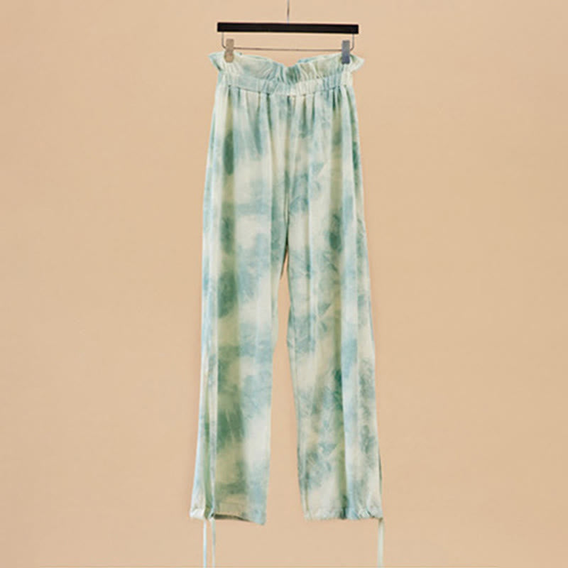 Olivenorma Pantaloni da yoga con stampa a inchiostro e nodo dritto da donna - Verde - XL - image 10