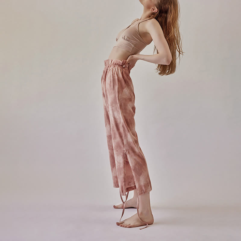 Olivenorma Pantaloni da yoga con stampa a inchiostro e nodo dritto da donna - image 2