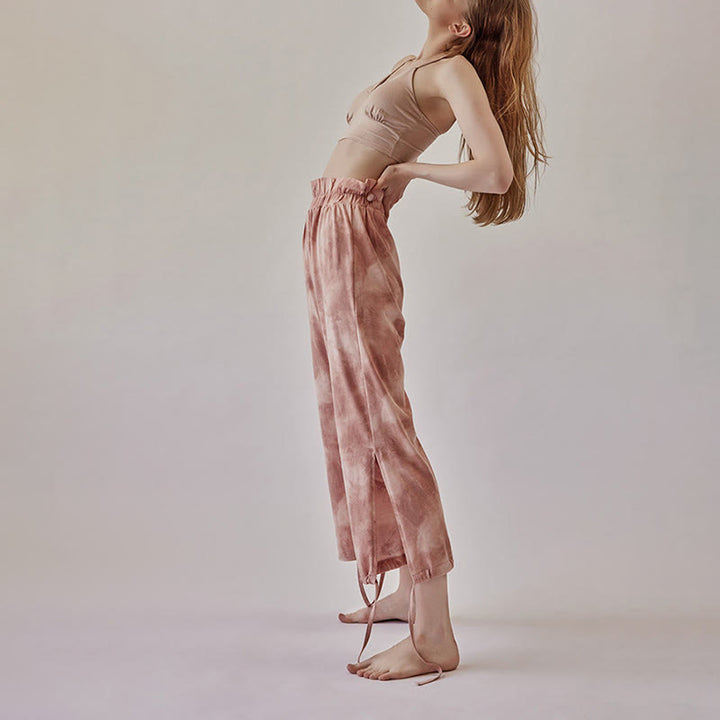 Olivenorma Pantaloni da yoga con stampa a inchiostro e nodo dritto da donna - image 2