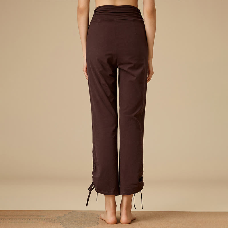 Olivenorma Pantaloni larghi con coulisse e vita alta da donna - image 1