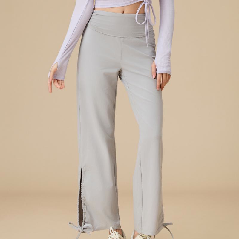 Olivenorma Pantaloni larghi con coulisse e vita alta da donna - Grigio - XL - image 3
