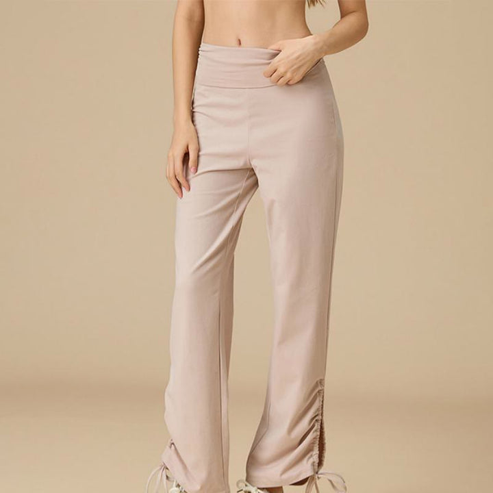 Olivenorma Pantaloni larghi con coulisse e vita alta da donna - Albicocca rosa - XL - image 9