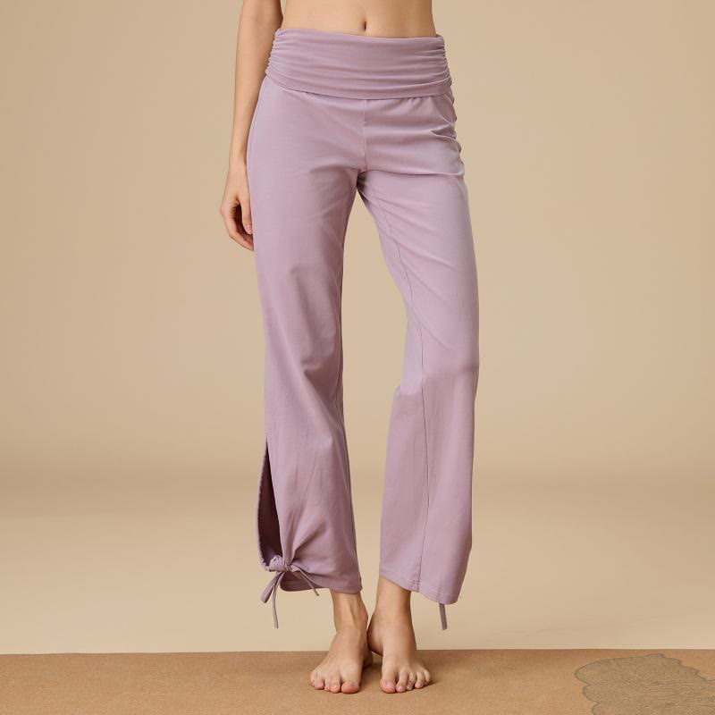 Olivenorma Pantaloni larghi con coulisse e vita alta da donna - Viola - XL - image 6