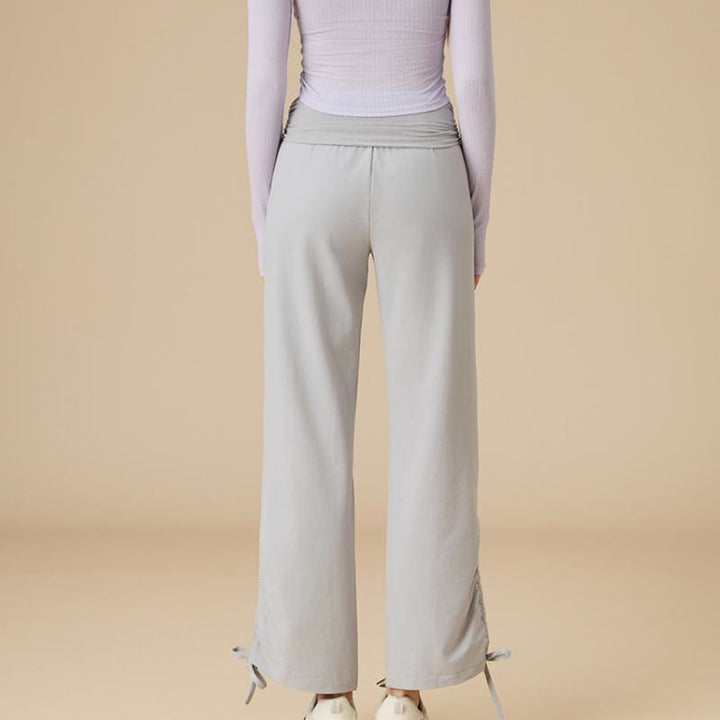 Olivenorma Pantaloni larghi con coulisse e vita alta da donna - image 5