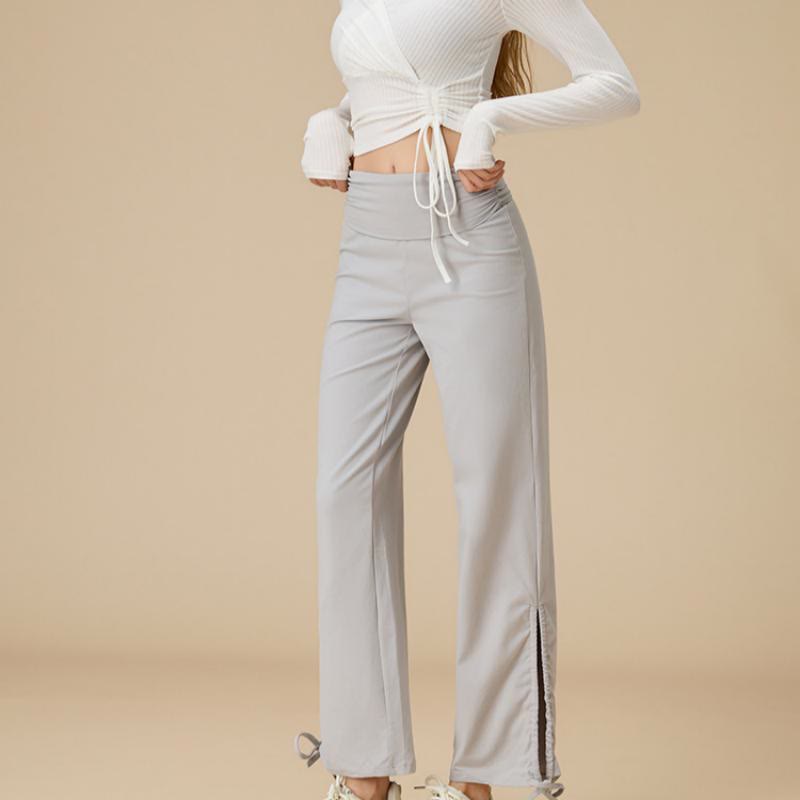 Olivenorma Pantaloni larghi con coulisse e vita alta da donna - image 4