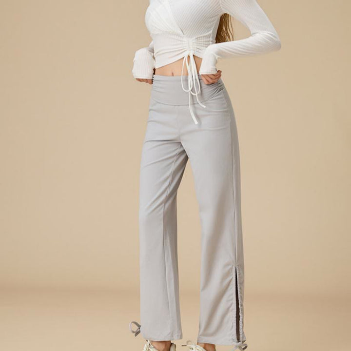 Olivenorma Pantaloni larghi con coulisse e vita alta da donna - image 4