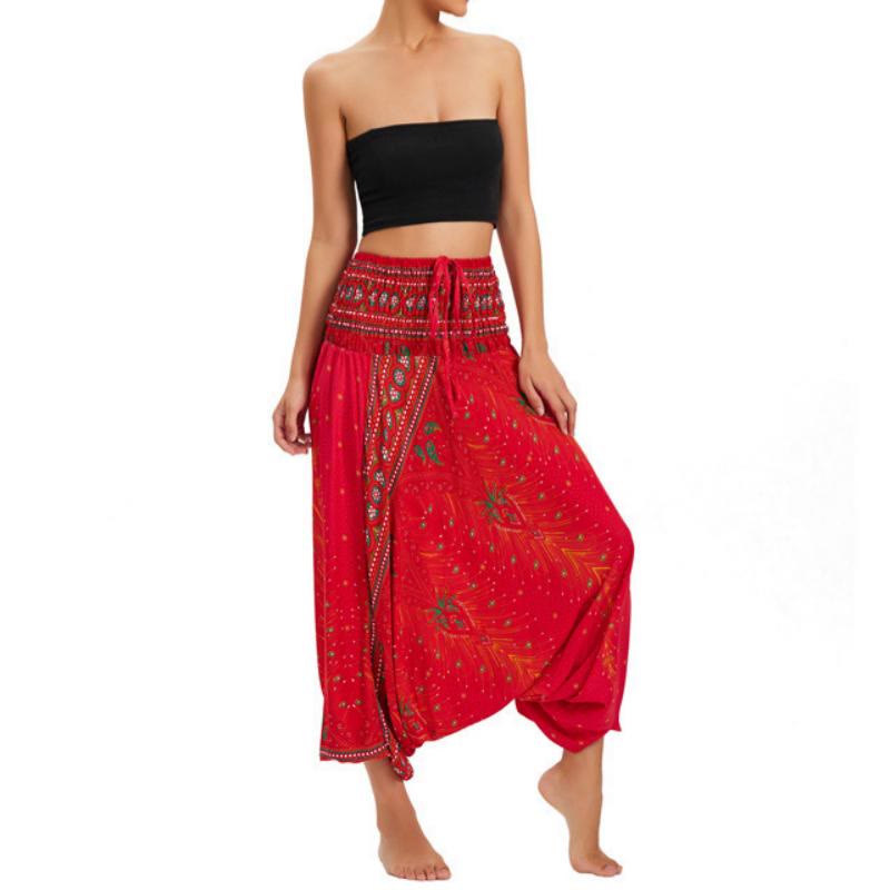 Olivenorma Pantaloni da yoga a gamba larga bohémien da donna - Rosso pavone - image 18