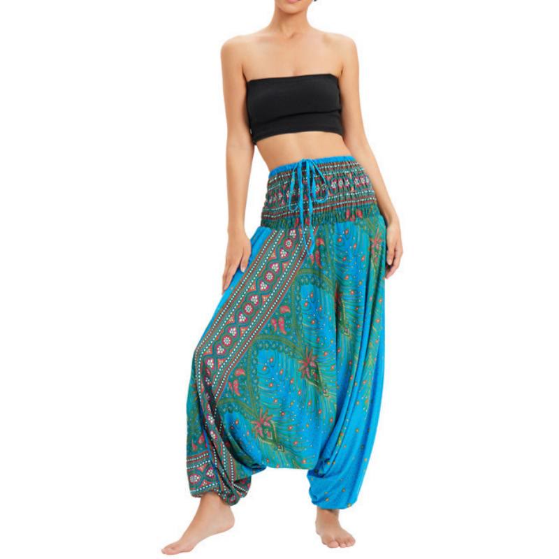 Olivenorma Pantaloni da yoga a gamba larga bohémien da donna - Lago Pavone Blu - image 12