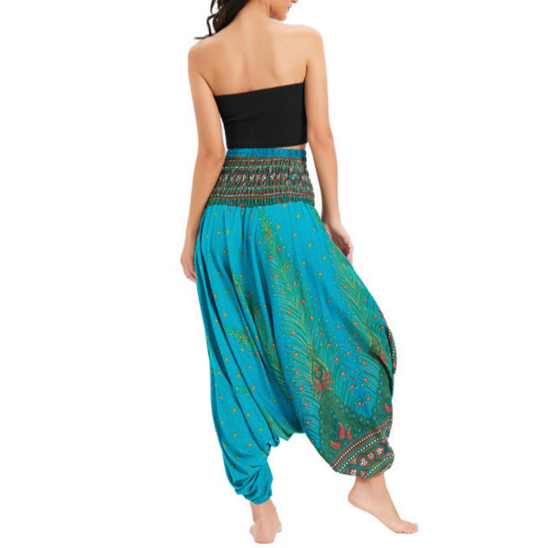 Olivenorma Pantaloni da yoga a gamba larga bohémien da donna - Lago Pavone Verde - image 23