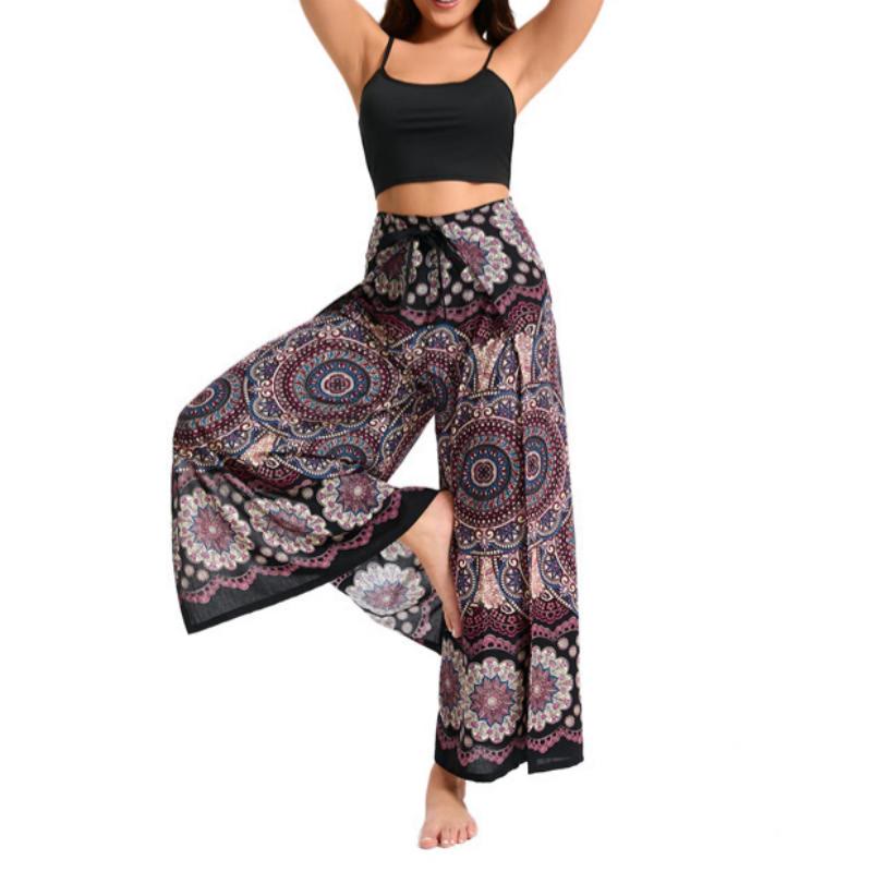 Olivenorma Pantaloni a gamba larga con motivo a farfalla bohémien da donna - image 6