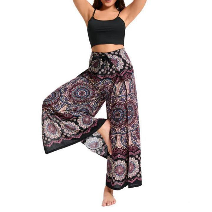 Olivenorma Pantaloni a gamba larga con motivo a farfalla bohémien da donna - image 6