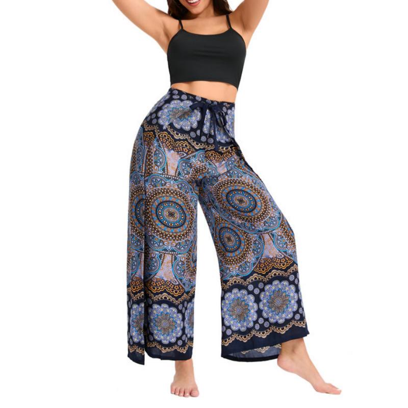 Olivenorma Pantaloni a gamba larga con motivo a farfalla bohémien da donna - image 13