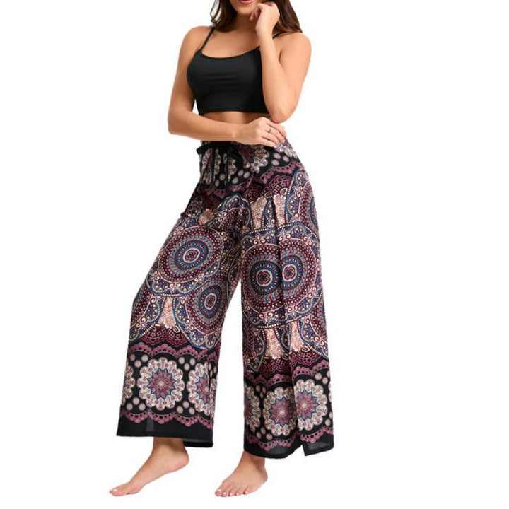 Olivenorma Pantaloni a gamba larga con motivo a farfalla bohémien da donna - image 8