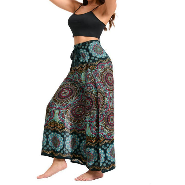 Olivenorma Pantaloni a gamba larga con motivo a farfalla bohémien da donna - image 2