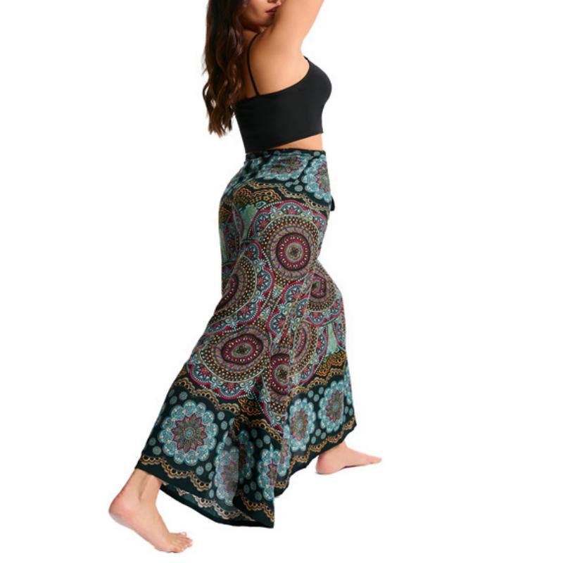 Olivenorma Pantaloni a gamba larga con motivo a farfalla bohémien da donna - image 3