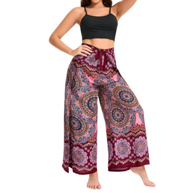 Olivenorma Pantaloni a gamba larga con motivo a farfalla bohémien da donna - image 23