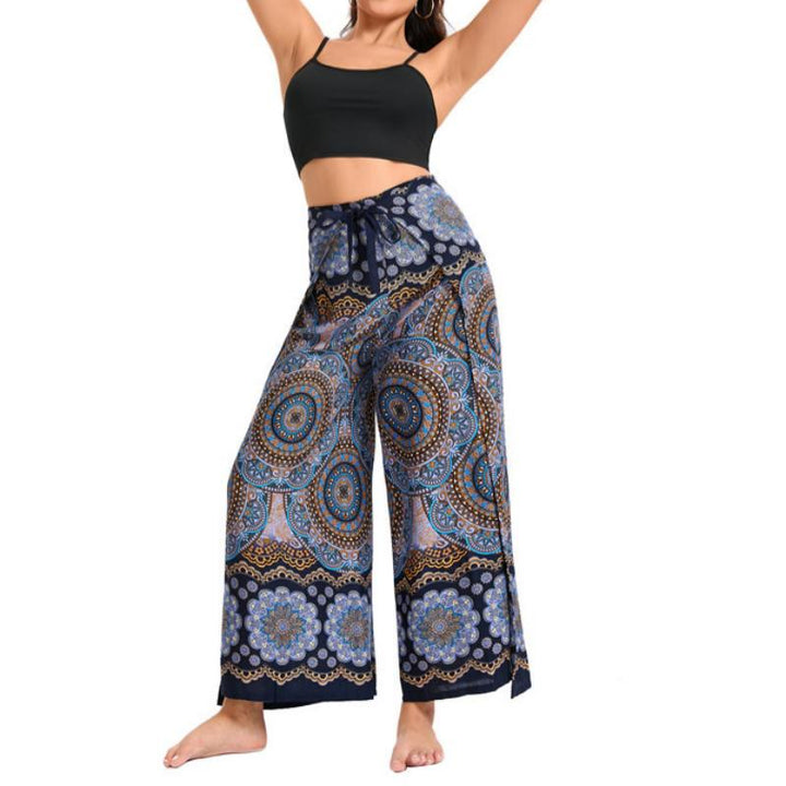 Olivenorma Pantaloni a gamba larga con motivo a farfalla bohémien da donna - image 15