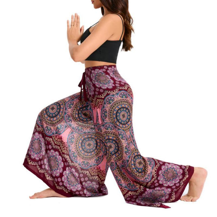 Olivenorma Pantaloni a gamba larga con motivo a farfalla bohémien da donna - image 24