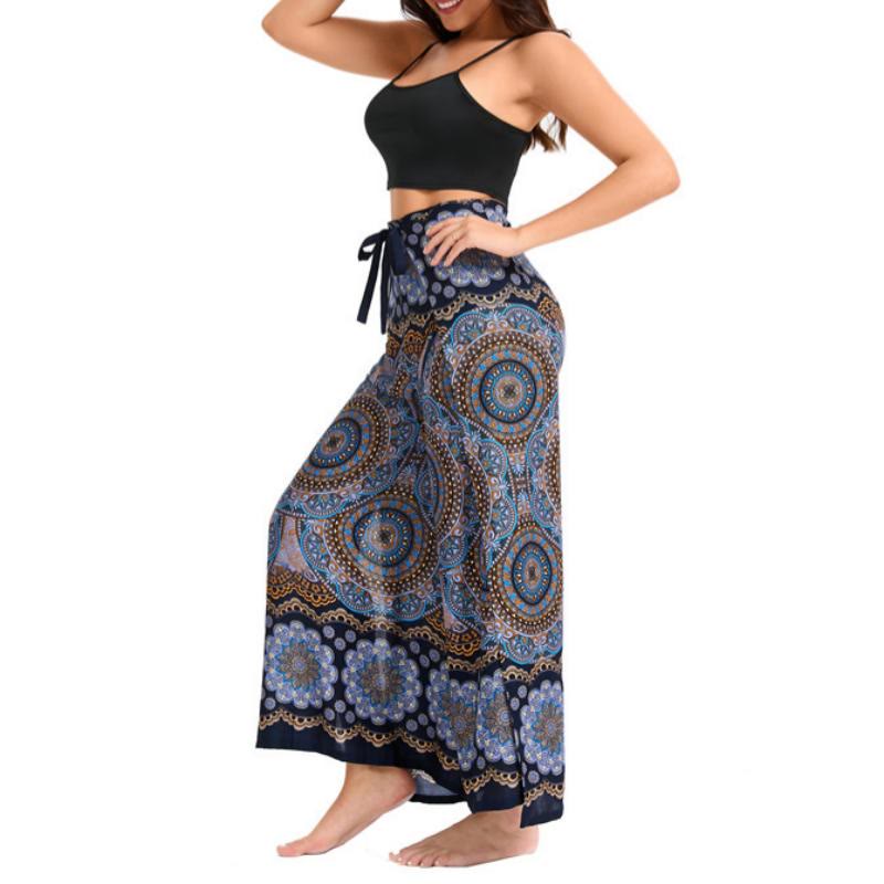Olivenorma Pantaloni a gamba larga con motivo a farfalla bohémien da donna - image 16