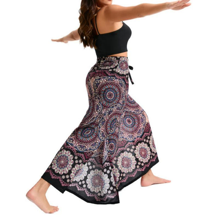 Olivenorma Pantaloni a gamba larga con motivo a farfalla bohémien da donna - image 9