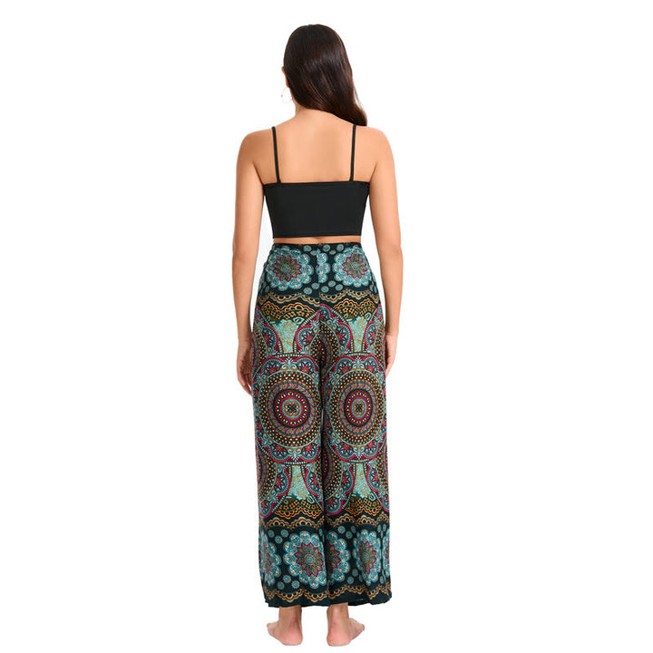 Olivenorma Pantaloni a gamba larga con motivo a farfalla bohémien da donna - image 5