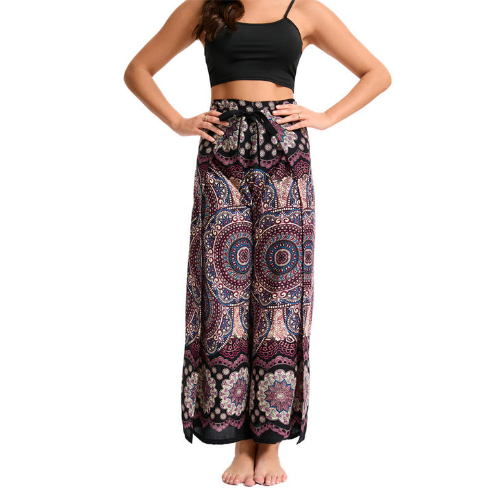 Olivenorma Pantaloni a gamba larga con motivo a farfalla bohémien da donna - image 11