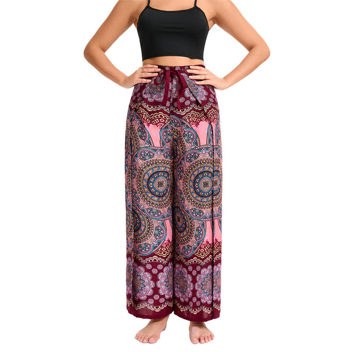 Olivenorma Pantaloni a gamba larga con motivo a farfalla bohémien da donna - image 25