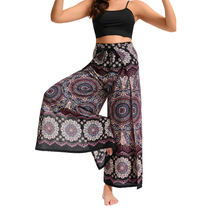 Olivenorma Pantaloni a gamba larga con motivo a farfalla bohémien da donna - image 10