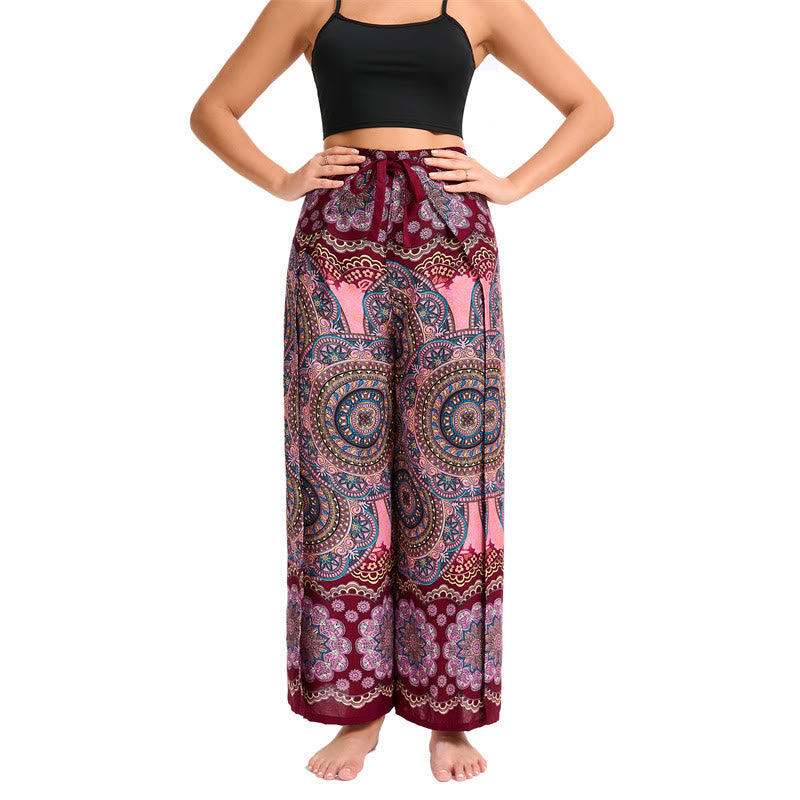 Olivenorma Pantaloni a gamba larga con motivo a farfalla bohémien da donna - image 25