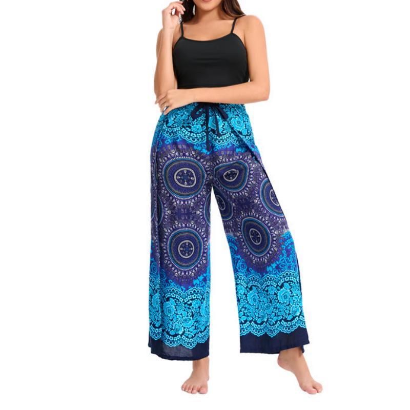 Olivenorma Pantaloni a gamba larga con motivo a farfalla bohémien da donna - image 1