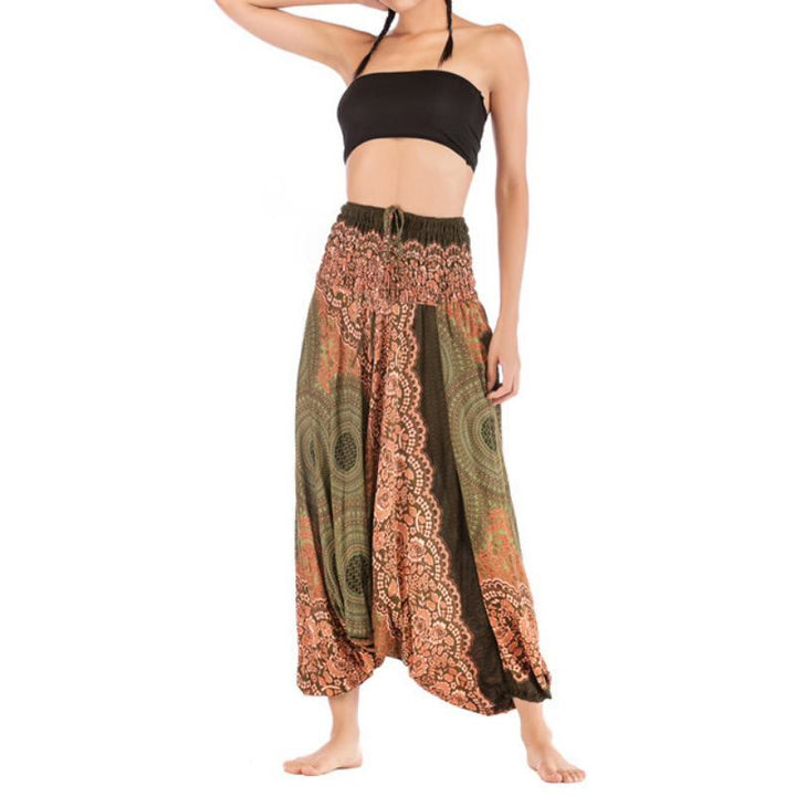 Olivenorma Pantaloni da yoga bohémien rilassati con cavallo basso da donna - Verde scuro - image 36