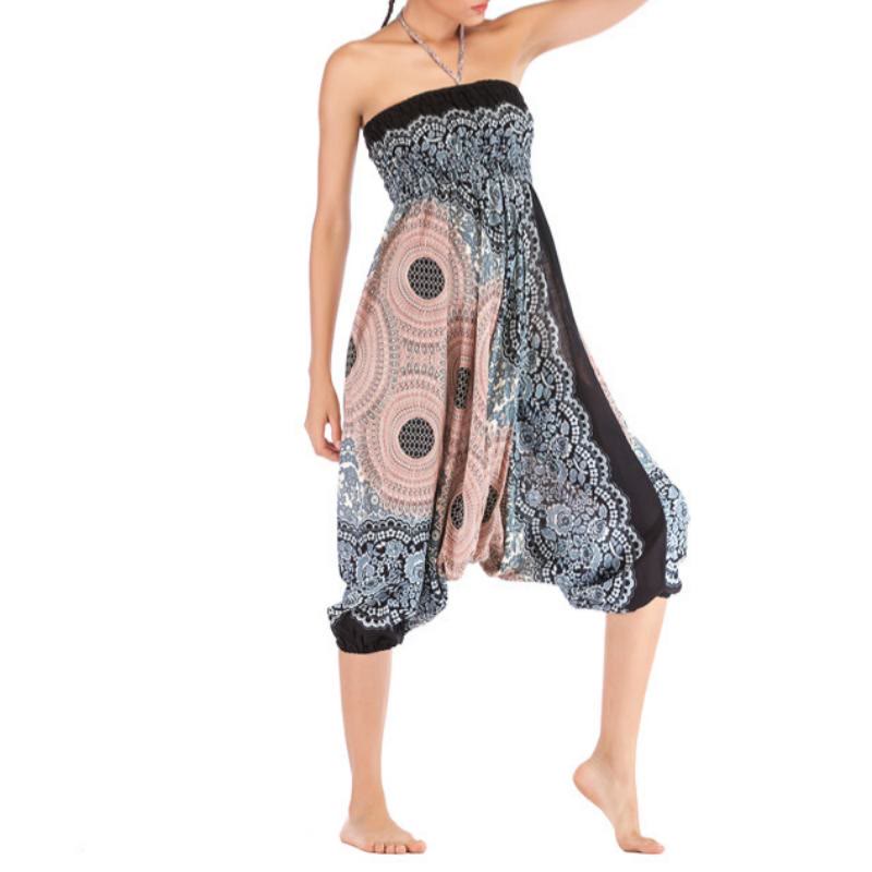 Olivenorma Pantaloni da yoga bohémien rilassati con cavallo basso da donna - image 32