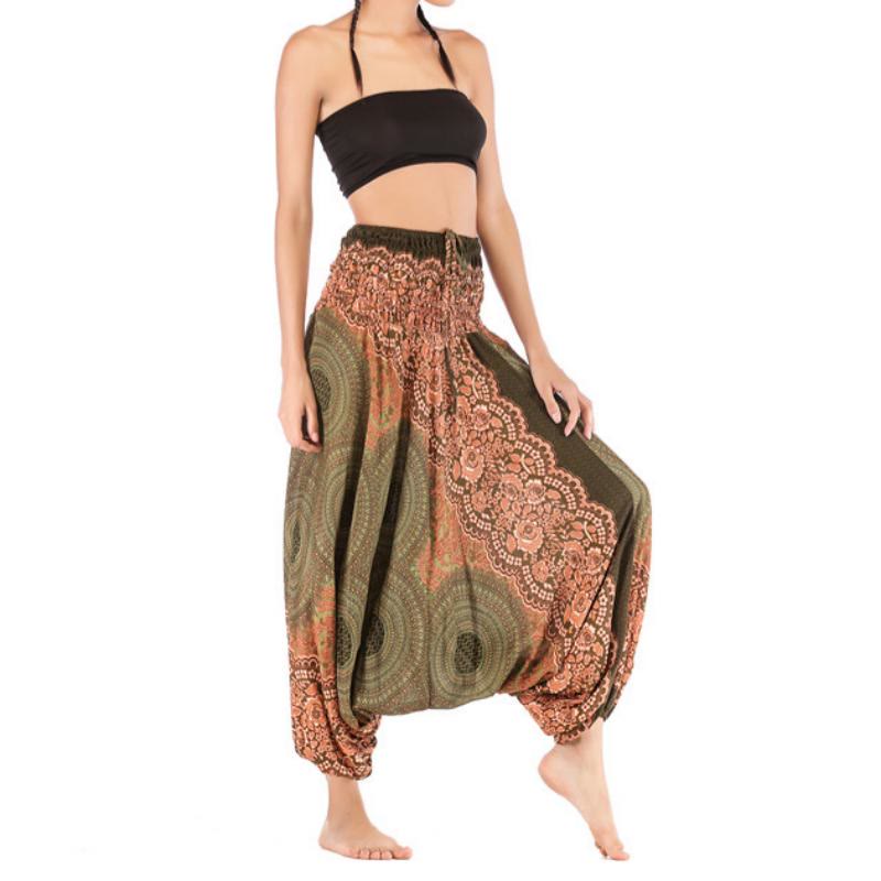 Olivenorma Pantaloni da yoga bohémien rilassati con cavallo basso da donna - image 38