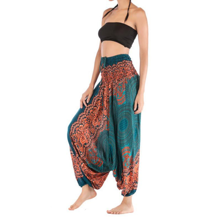 Olivenorma Pantaloni da yoga bohémien rilassati con cavallo basso da donna - image 1