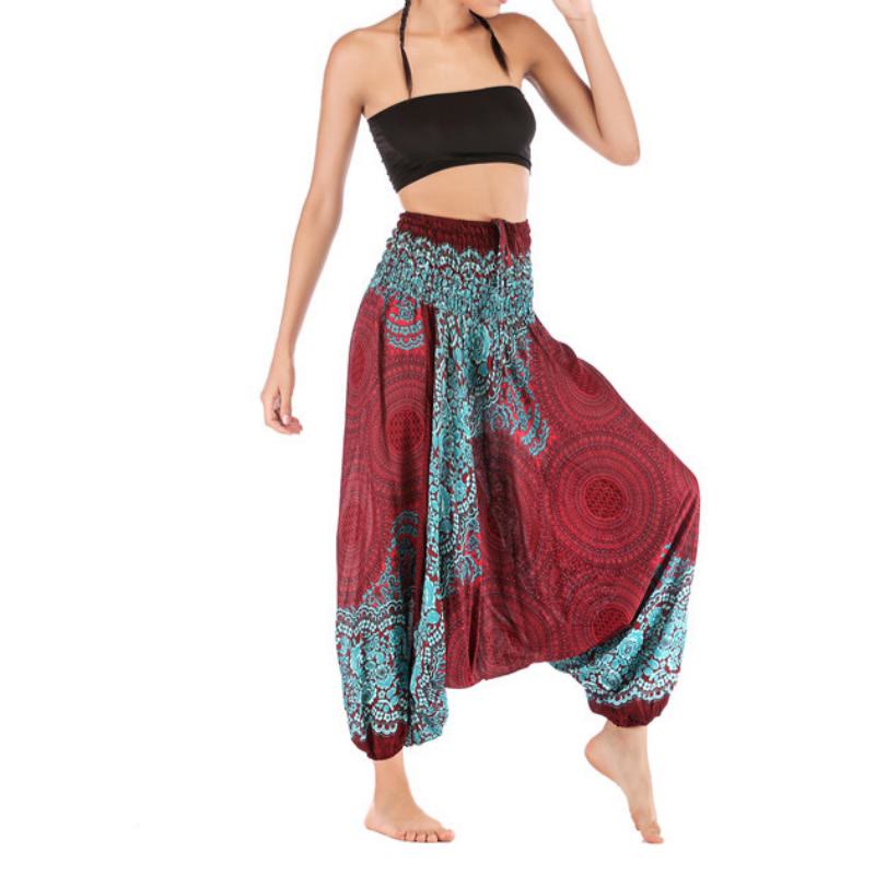 Olivenorma Pantaloni da yoga bohémien rilassati con cavallo basso da donna - image 12