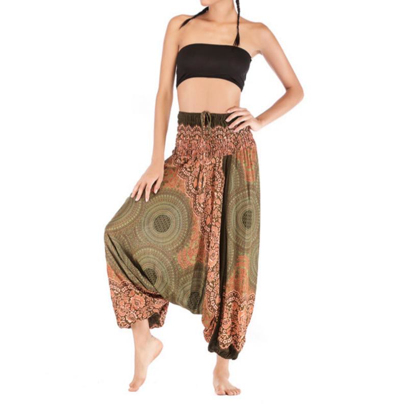 Olivenorma Pantaloni da yoga bohémien rilassati con cavallo basso da donna - image 39