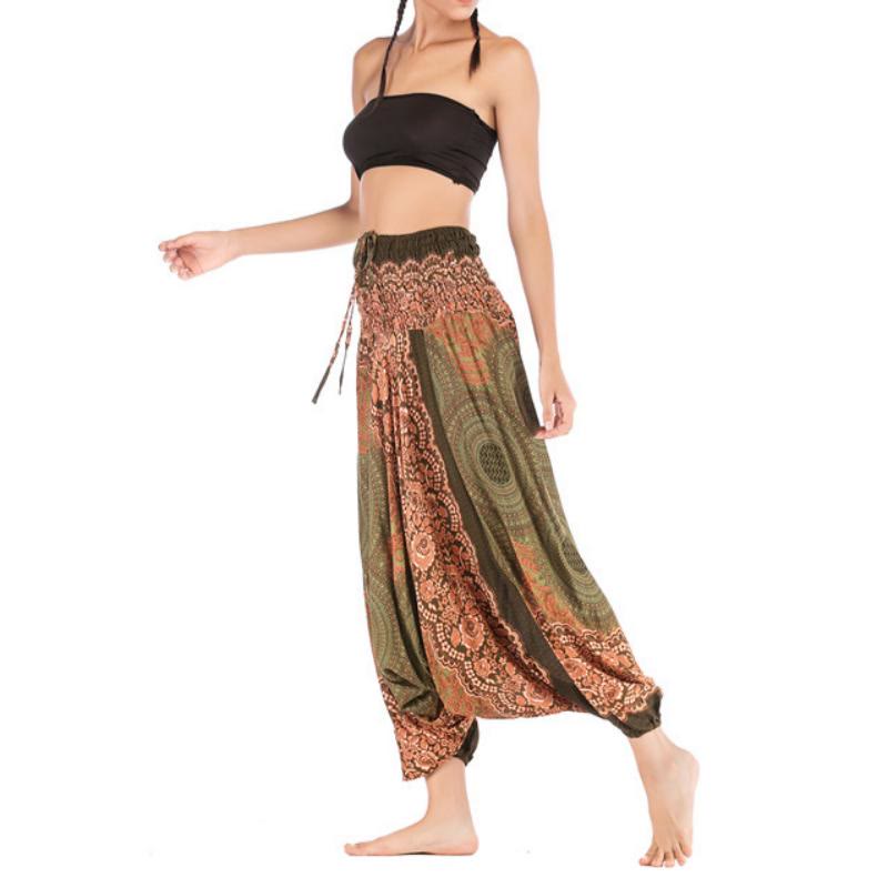 Olivenorma Pantaloni da yoga bohémien rilassati con cavallo basso da donna - image 37