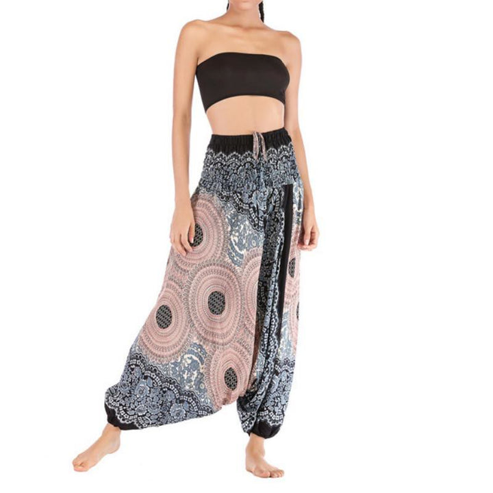 Olivenorma Pantaloni da yoga bohémien rilassati con cavallo basso da donna - Bianco - image 27