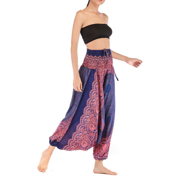 Olivenorma Pantaloni da yoga bohémien rilassati con cavallo basso da donna - Blu reale - image 18