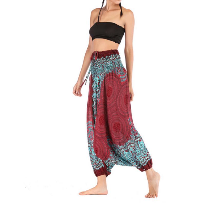 Olivenorma Pantaloni da yoga bohémien rilassati con cavallo basso da donna - image 11