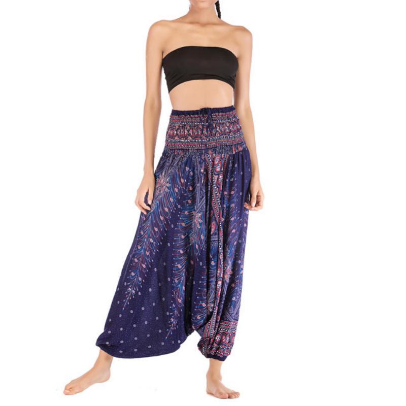 Olivenorma Pantaloni da yoga bohémien con cavallo basso da donna - Blu pavone-viola - image 33