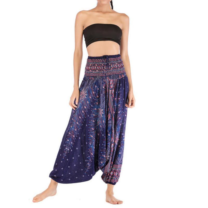 Olivenorma Pantaloni da yoga bohémien con cavallo basso da donna - Blu pavone-viola - image 33