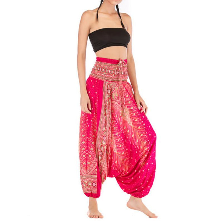 Olivenorma Pantaloni da yoga bohémien con cavallo basso da donna - Rosa pavone rossa - image 9