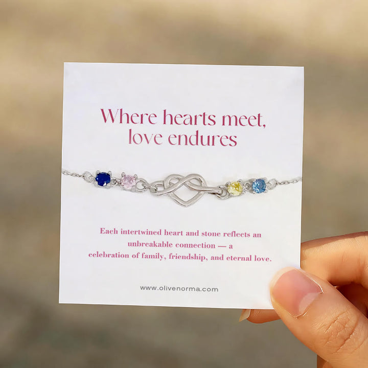 Olivenorma Braccialetto regalo personalizzato con nodo a cuore da 1 a 8 pietre portafortuna - image 2