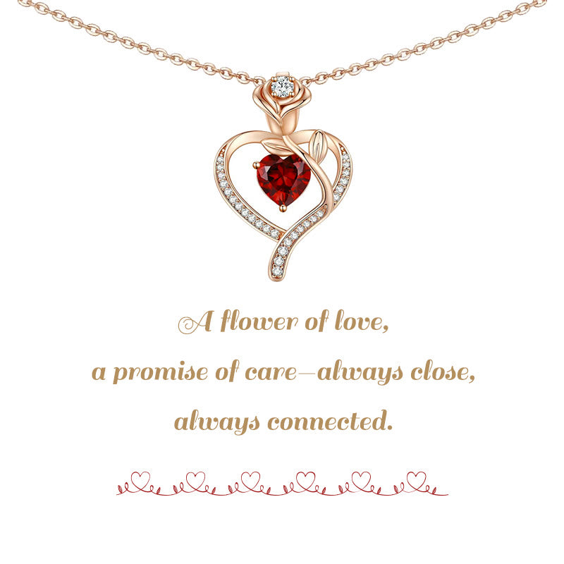 Collana con carta regalo Olivenorma Rose Flower Love Heart e pietra portafortuna - image 0