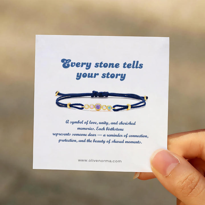 Olivenorma Braccialetto regalo personalizzato con 2-7 pietre portafortuna e castone - Oro rosa - Con carta regalo - 7 Pietre portafortuna - image 1