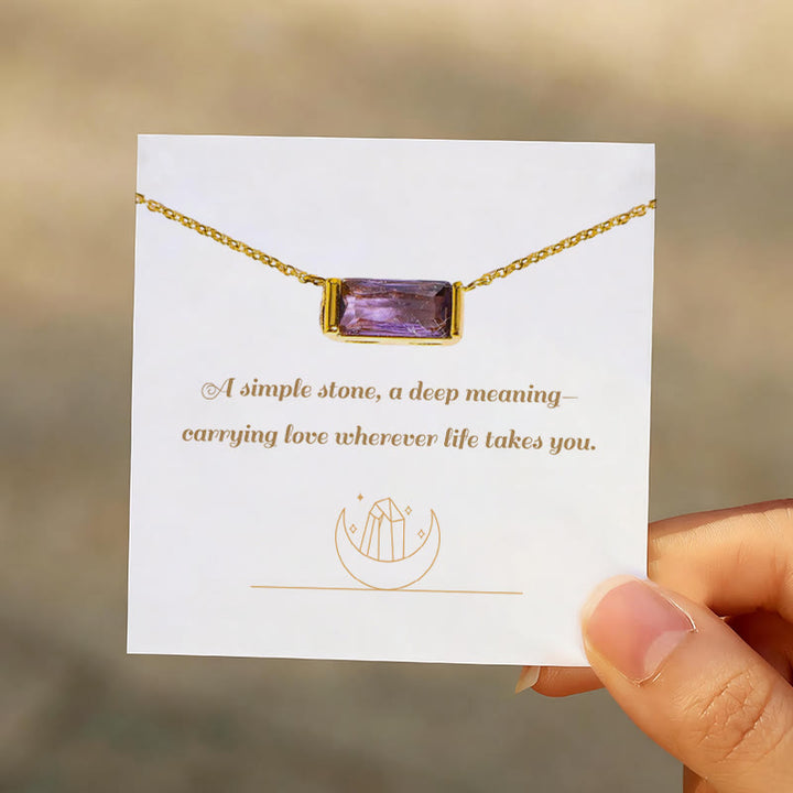 Collana regalo Olivenorma con ciondolo rettangolare semplice con pietra portafortuna in acciaio inossidabile - image 1